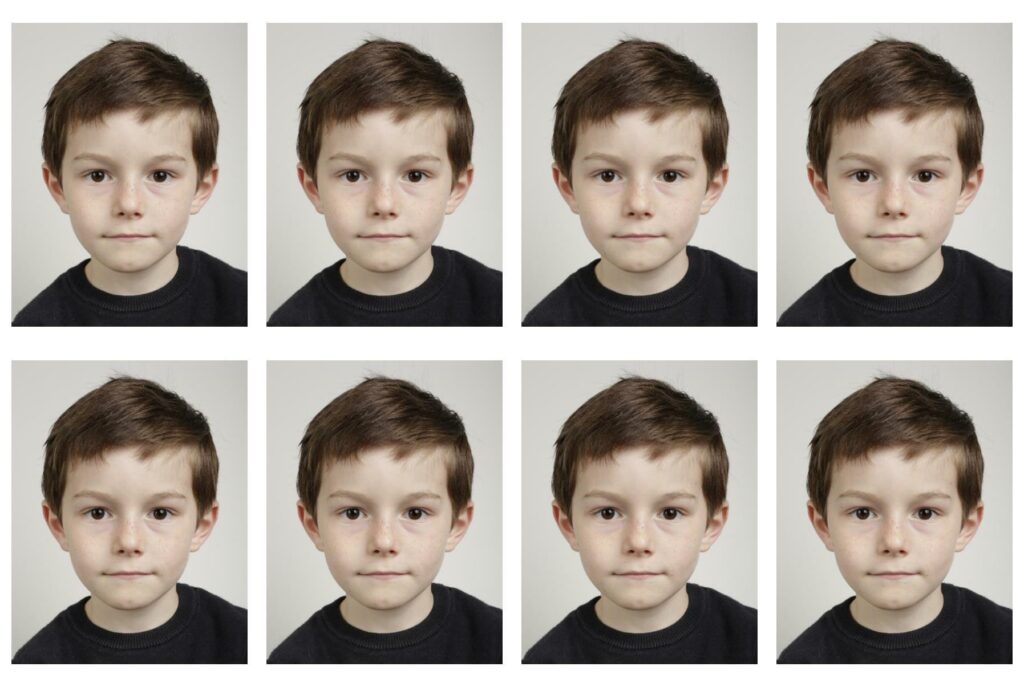 planche de photos d'identité enfant pour l'école x4 x6 x8